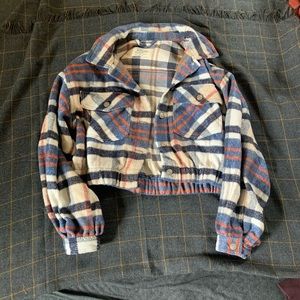 Cropped Flannel Jacket